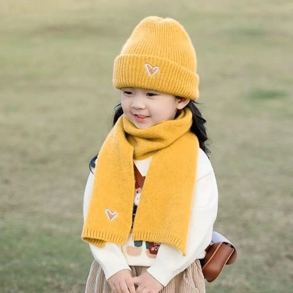Kids Warm Fleece Scarf Hat Set for Outdoor Sports