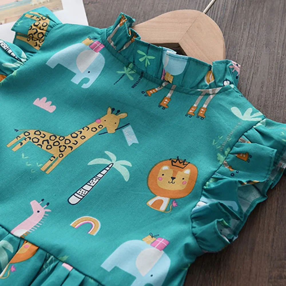 Girls Dress Princess Costume Baby Girl Sweet Summer Cartoon Cute Print Sleeveless Party Clothes