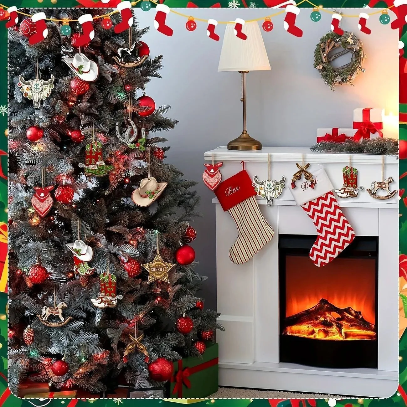 Christmas Trojan Horse Hanging Wooden Hanging Decoration Yard Bar Shop Party Scene Arrangement Christmas Tree Decoration