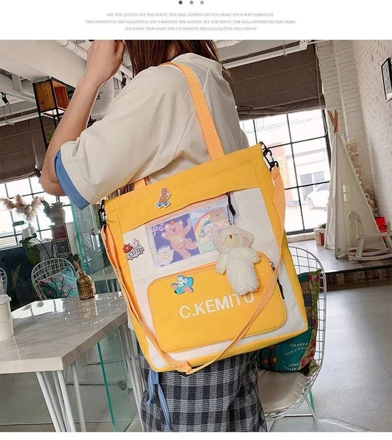 Women Large Capacity Shoulder Bag Multifunctional  Korean Style Backpack Handbag School  Female Girl(no Pendant Bear）
