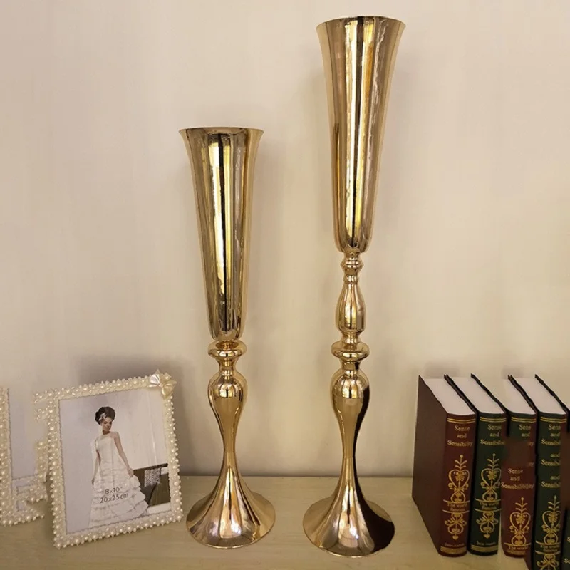 

90cm/35" Flower Vase Wedding Table Centerpiece Event Road Lead Gold Metal Vases Party Decoration Flower Holders