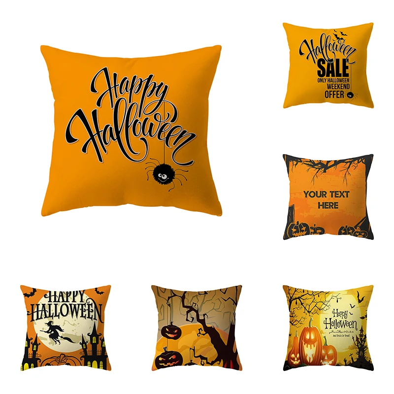 

Alphabet Pumpkin Throw Pillow Cover Halloween Theme Sofa Chair Bed Cushion Home Decor