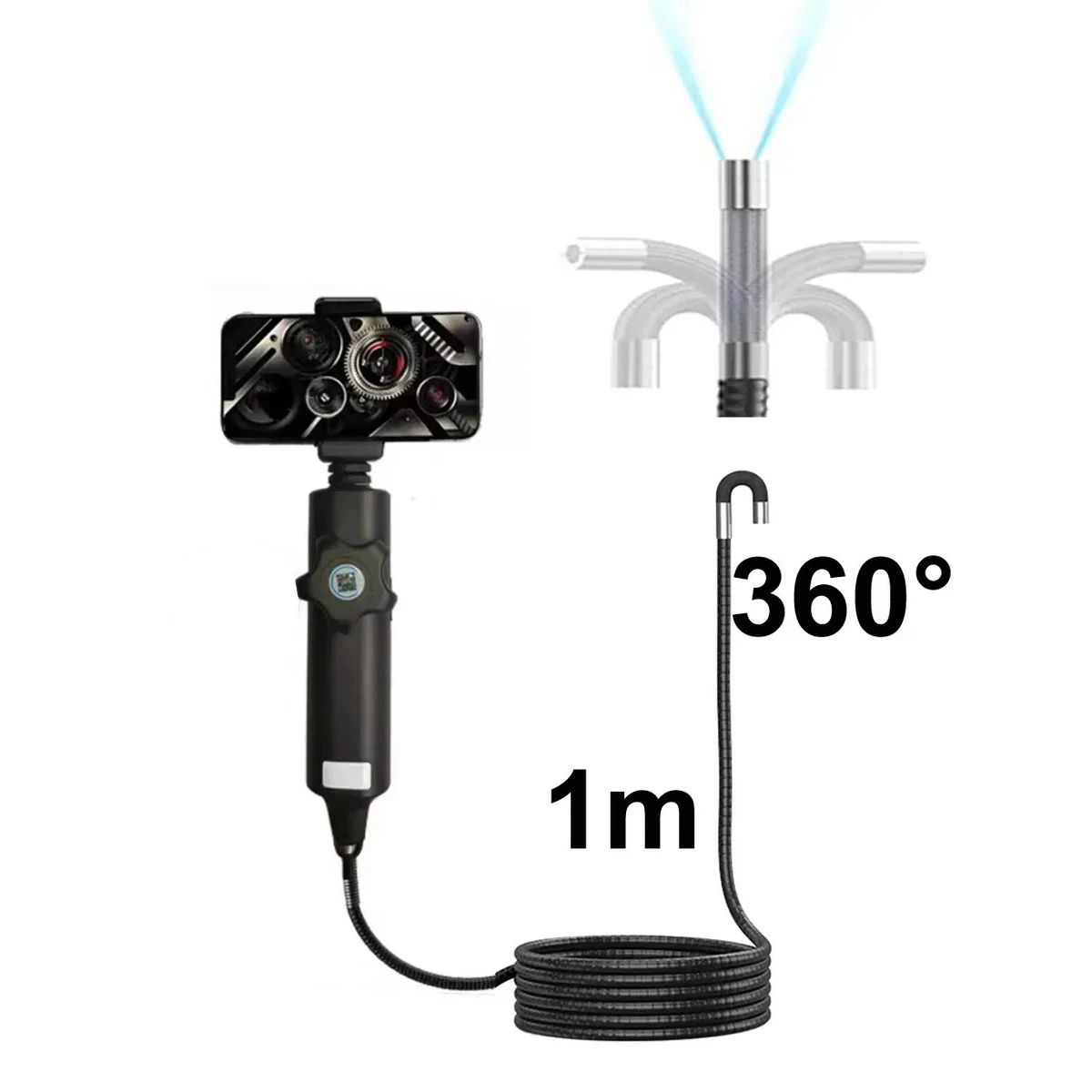 Endoscope à trou d'entretien automatique pour voiture, 1080P, 6.3MM, caméra d'inspection de direction à 180 degrés avec 8 LED, outils portables IP67