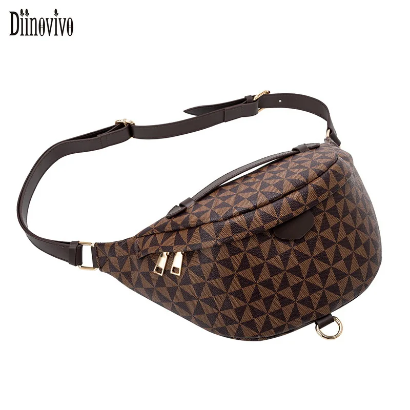 

DIINOVIVO Fashion Waist Bag For Women 2023 New Female Chest Bag Crossbody Print PU Leather Waist Pack Brand Phone Bags WHDV2431