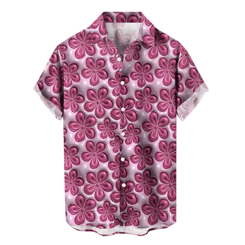thumbnail image 1 of Camisa casual de moda para hombre con estampado 3D de corazón amoroso nueva de 2024 con solapa de estilo hawaiano, manga corta, ropa transpirable, 1 of 5