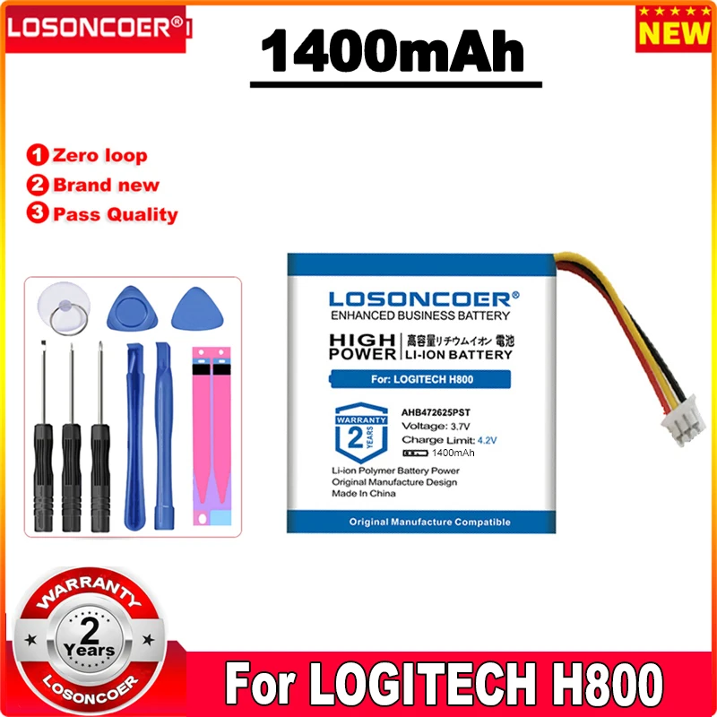 

LOSONCOER 1400mAh Battery For LOGITECH H800 533-000067 981-000337 Earphone Headphone SYNERGY AHB472625PST