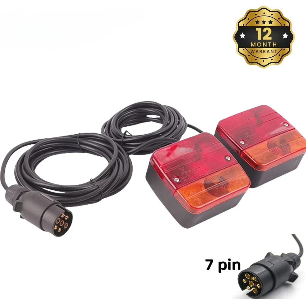 1 Set 12V Rear Towing Trailer Lightboard Tail Light 10m 7 Pin Brake Stop Indicator License Number Plate Lamp Reflector Truck RV led tail lights,license plate light
