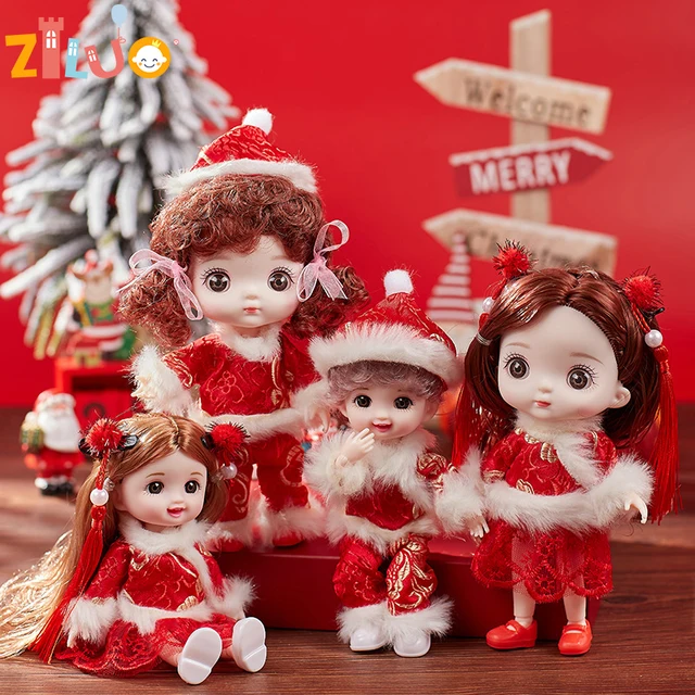 1/12 BJD Dolls Dress Up Dolls for Girls Chinese Festive Red Style Party Clothes Accessories Children's Toys Gift 3 4 6 Years Up 1