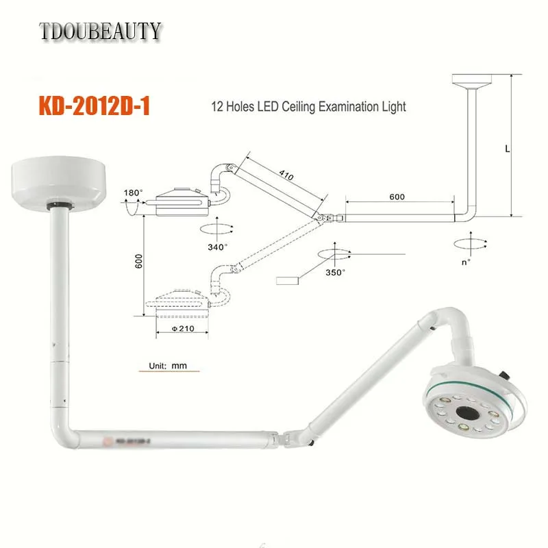 TDOUBEAUTY 36W KD-2012D-1 lampada da visita medica chirurgica a LED montata a soffitto lampada senza ombre illuminazione per il trattamento dell'ufficio animale