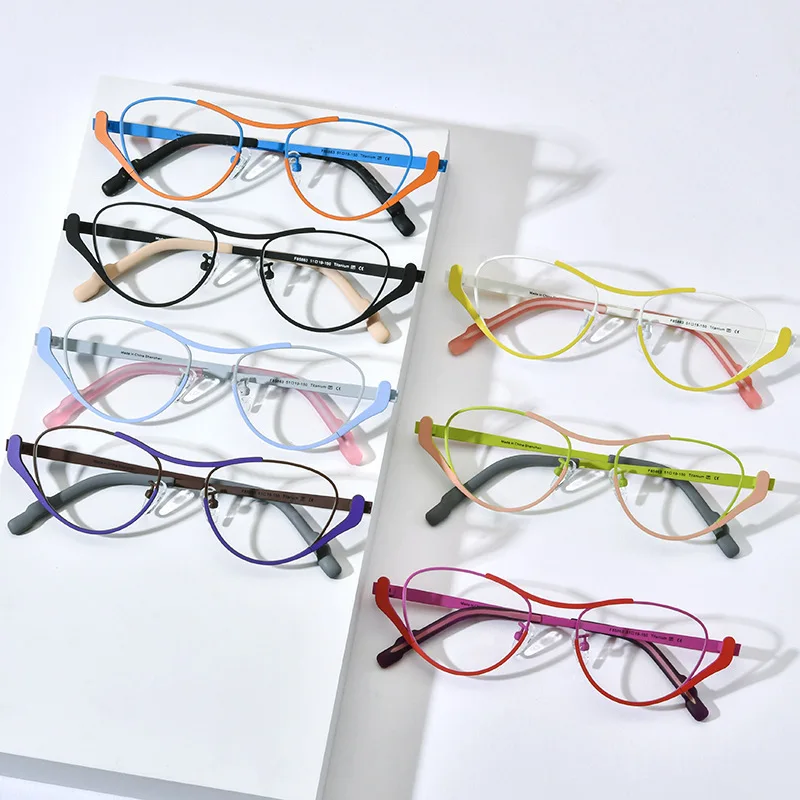 Nobler Women's Full Rim Oval Cat Eye Titanium Eyeglasses 1
