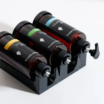 เครื่องจ่ายสบู่แบบติดผนัง ใช้มือกด สำหรับห้องน้ำ แชมพู และเจลอาบน้ำ ขวดแยกสำหรับโรงแรม ไม่ต้องเจาะผนัง 1