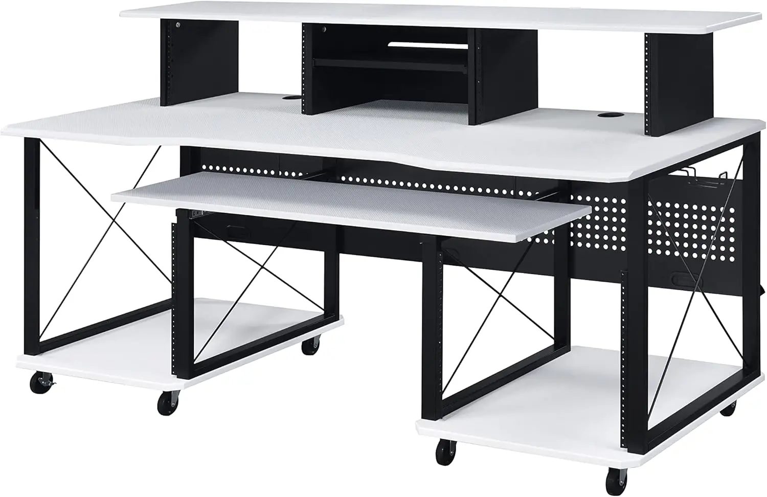 Children Tables 72" x 30" Rectangular Metal Storage Music Desk Included Wheels Multiple Functional Storage Spaces