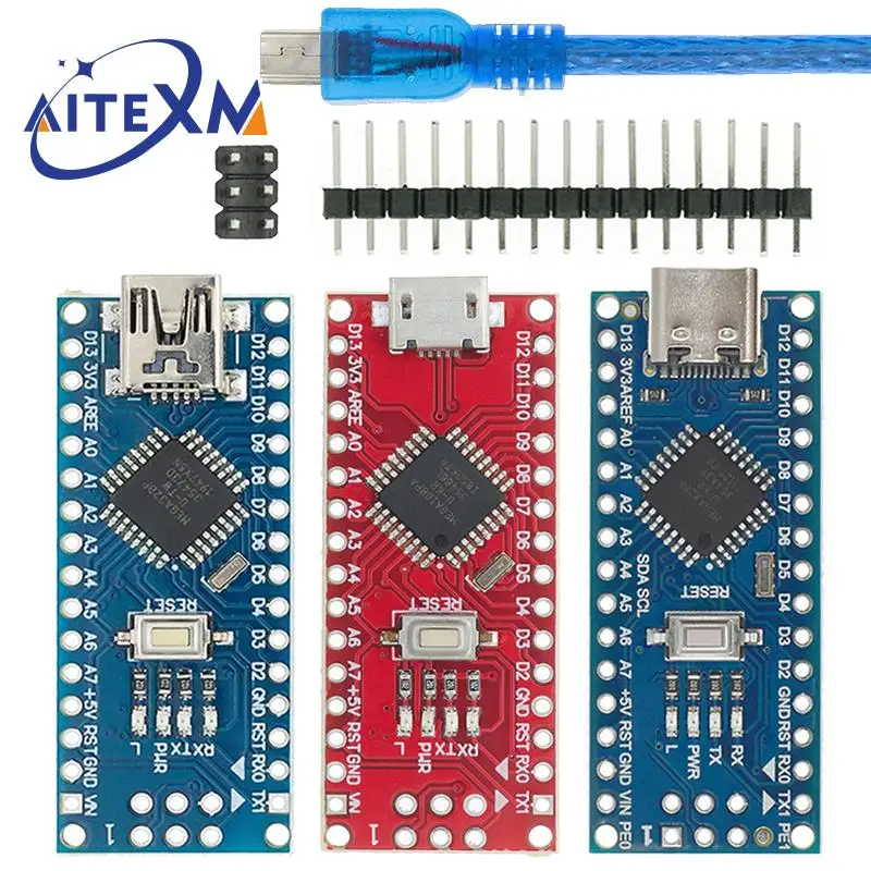 

Mini / Type-C / Micro USB Nano 3.0 With the Bootloader Compatible Nano Controller For Arduino CH340 USB Driver 16Mhz ATMEGA328P