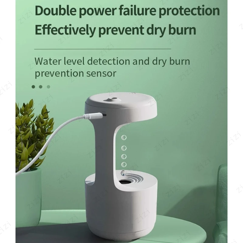Anti Gravity Home Silent LED Intelligent Display Humidifier Anti Dry Burning Night Light Water Droplet Reflux Humidifier 3