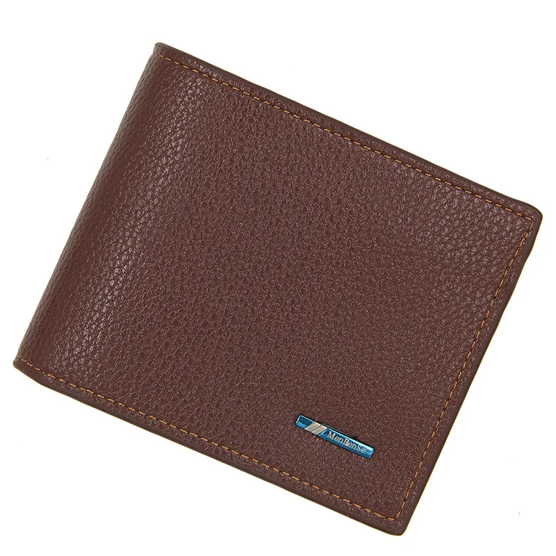 New Men's Wallet PU leather two fold multi card large capacity fashionable business lychee grain multi-functional short wallet