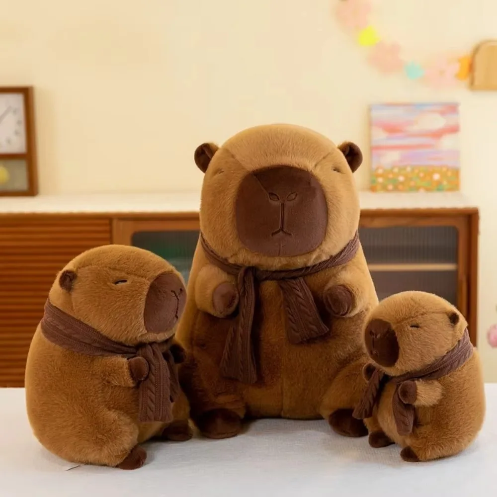 Peluche Capybara en coton PP doux avec écharpe amovible, décoration, cadeau d'anniversaire, jouet mignon_voghion.com
