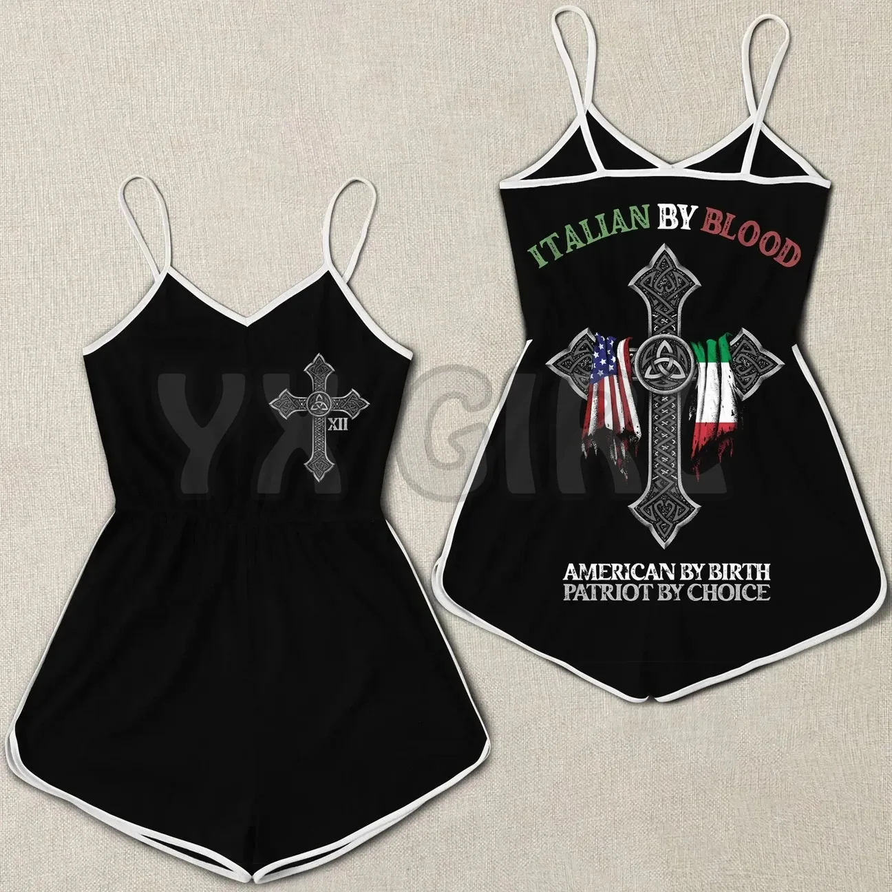 YX GIRL Italian By Blood Women Rompers  3D All Over Printed Rompers Summer Women's Bohemia Clothes