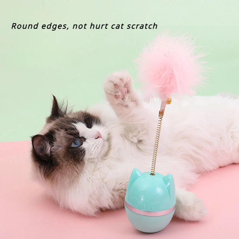 

Pet Toys Cat Head Feather Tumbler