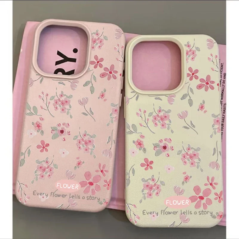 Pink Flower Pattern Soft Phone Case Cover