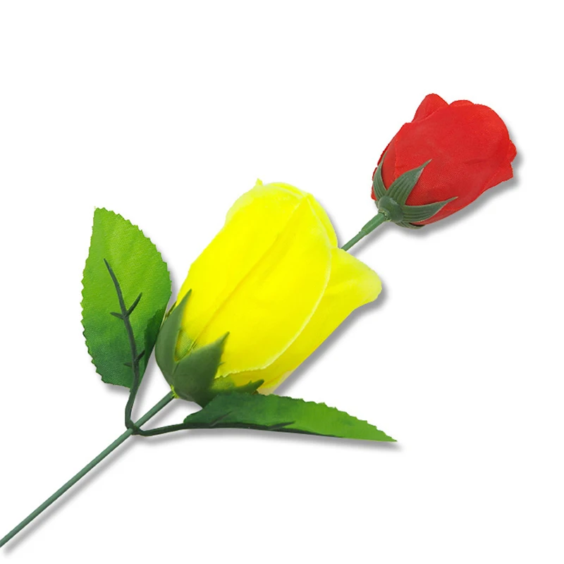 변색 장미 (빨간색 변경 노란색) 장미 마술 트릭 변경 발렌타인 데이 색상 장미 꽃 마술 트릭 재미있는 장난감
