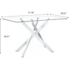 Rectangular Glass Dining Table Kitchen Glass Top Table for 4 with   Metal Legs,Dining Table Kitchen Glass Table for Kitchen 2
