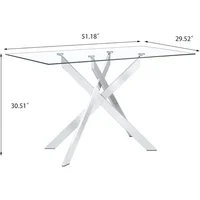 Rectangular Glass Dining Table Kitchen Glass Top Table for 4 with   Metal Legs,Dining Table Kitchen Glass Table for Kitchen 2