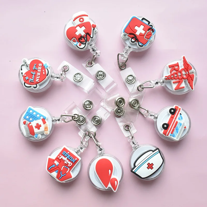 

1pc Cute Medical Supplies 60cm Silicone Retractable Badge Reel Student Nurse Exhibition Enfermera Name Card ID Card Chest