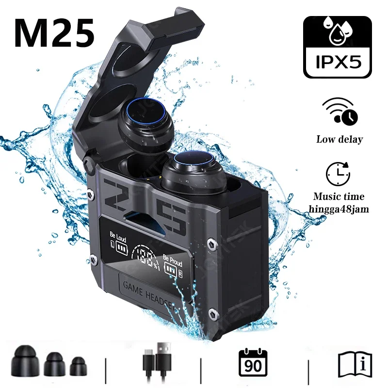 AuricularesinalámbricosTWSM25conBluetooth5,3,cascosestéreoconpantallaLED,Controltáctil,reducciónderuido,novedad-AliExpress44