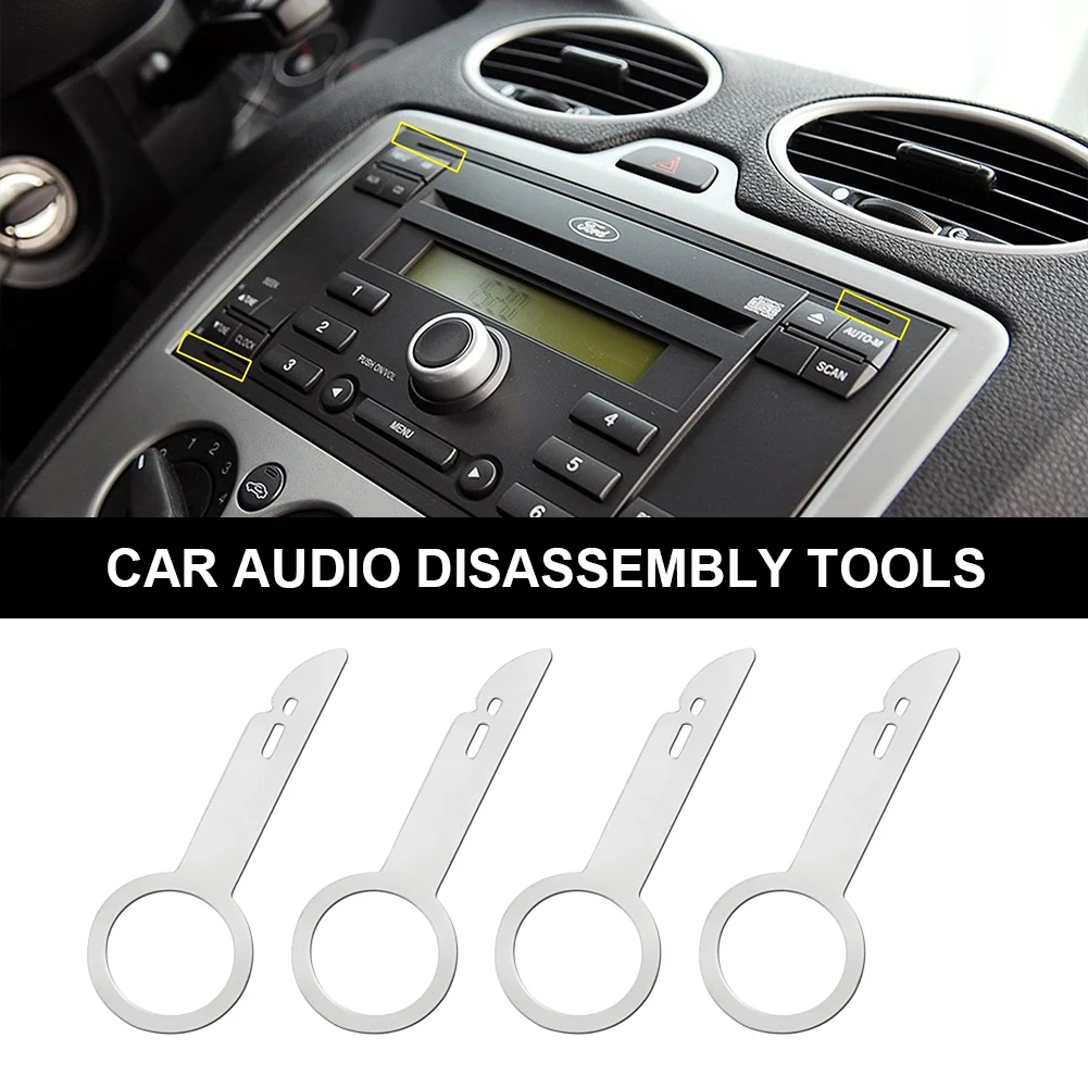 4Pcs Car Audio Removal Key Stainless Steel Audio Sound Remover Key Car Radio Install Disassembly Tool for Mercedes Benz for Audi