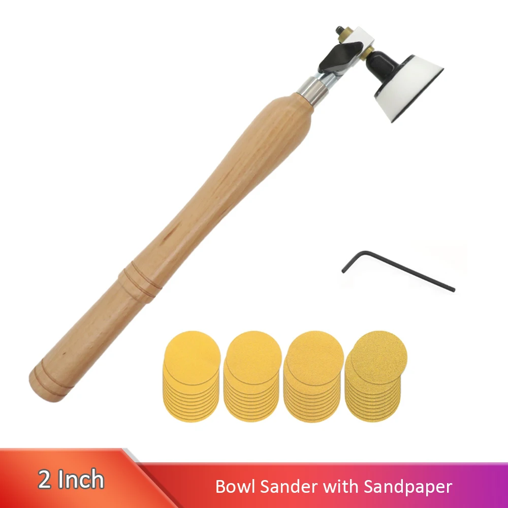 Kit Levigatrice Per Ciotole Da 85 Pezzi Con Testa A Doppio Cuscinetto - Set Di Dischi Abrasivi Gancetto E Anello Da 1'' E 2'', Manico In Legno Per Tornio Legno