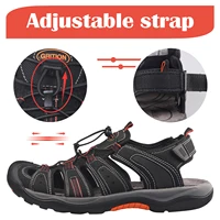 GRITION Men Outdoor Hiking Sandals Closed Toe Sport Water Sandal Waterproof Athletic Adjustable Sandals Comfortable 2