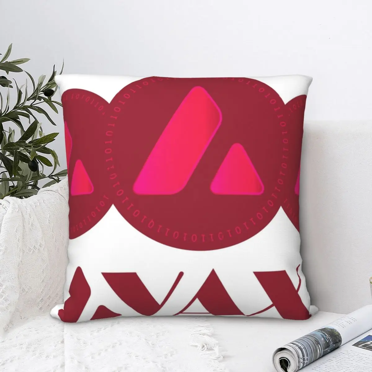 

Funky Retro Avax Crypto Square Pillowcase Polyester Pillow Cover Velvet Cushion Zip Decorative Comfort Throw Pillow For Home