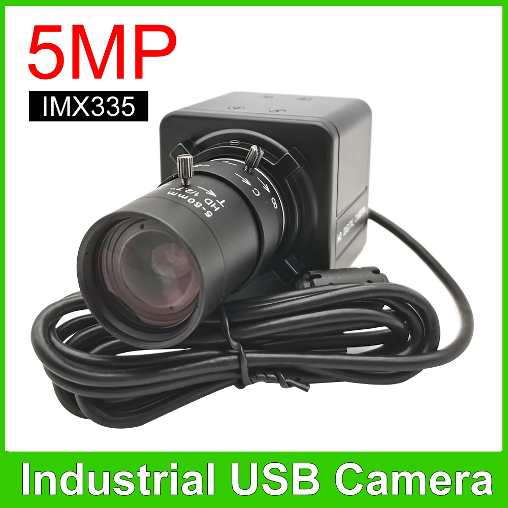 30Fps Industrial 5Mp Imx335 Usb Pc Webcam 5-50Mm Varifocal Cs Lens Fotocamera Usb Per Live Streaming Chiamata Conferenza Lavoro Live