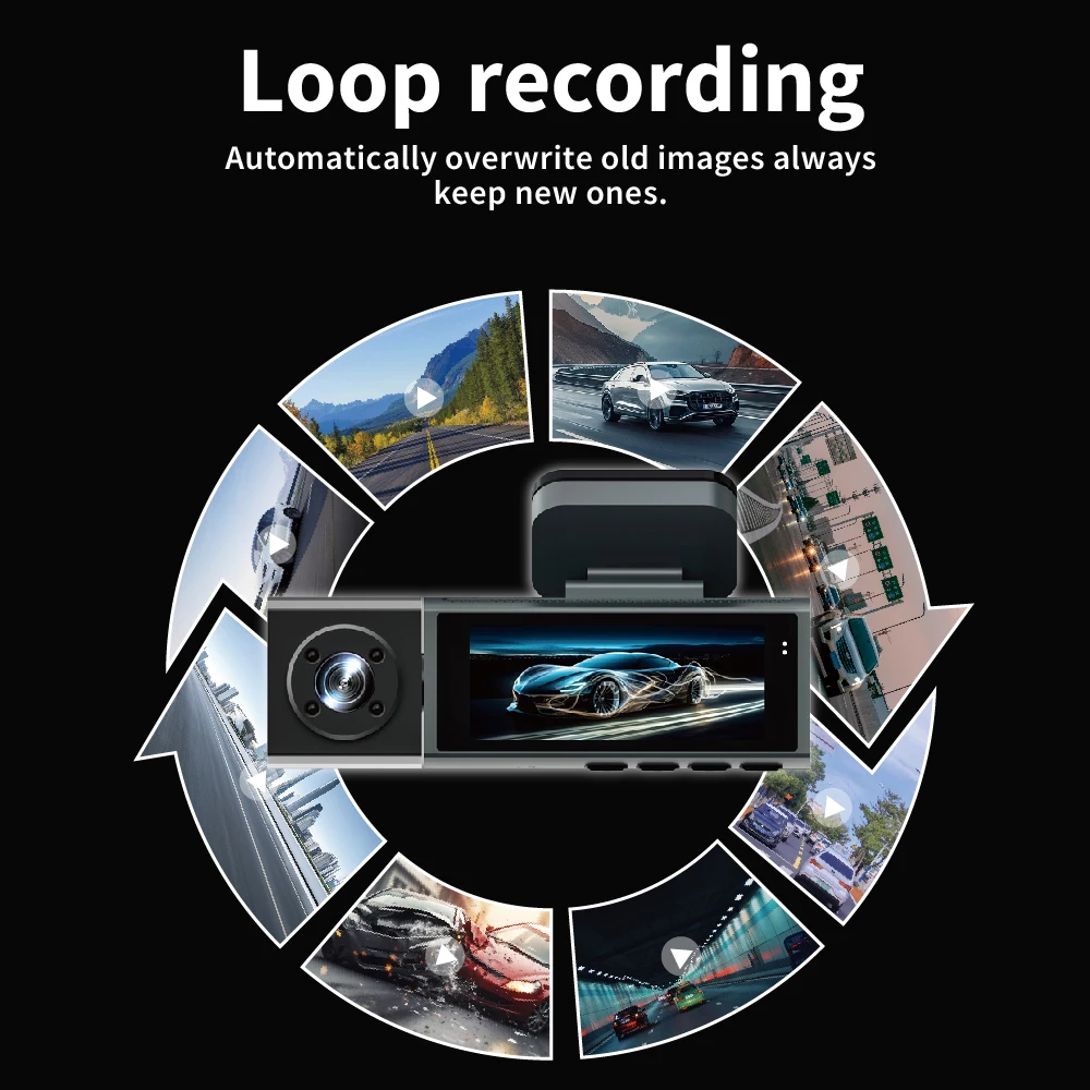 WiFi Car Dvr HD 1080P 3way Dash Cam Front Inside Rear Wide Angle Night Vision G-sensor Loop Recording Camera Vehicle Accessories dash cam dash cam accessory set