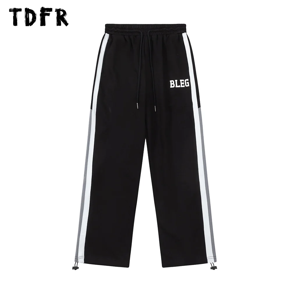 

Side Stripe Sweatpants Mens Letter Print Casual Loose Drawstring elastic waist jogger pants Men Trousers