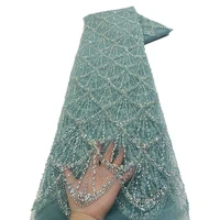 African Lace Fabric 2025 Sequins Beaded Embroidery Groom Nigerian Bridal High Quality French Tulle Lace Fabric For Wedding 5