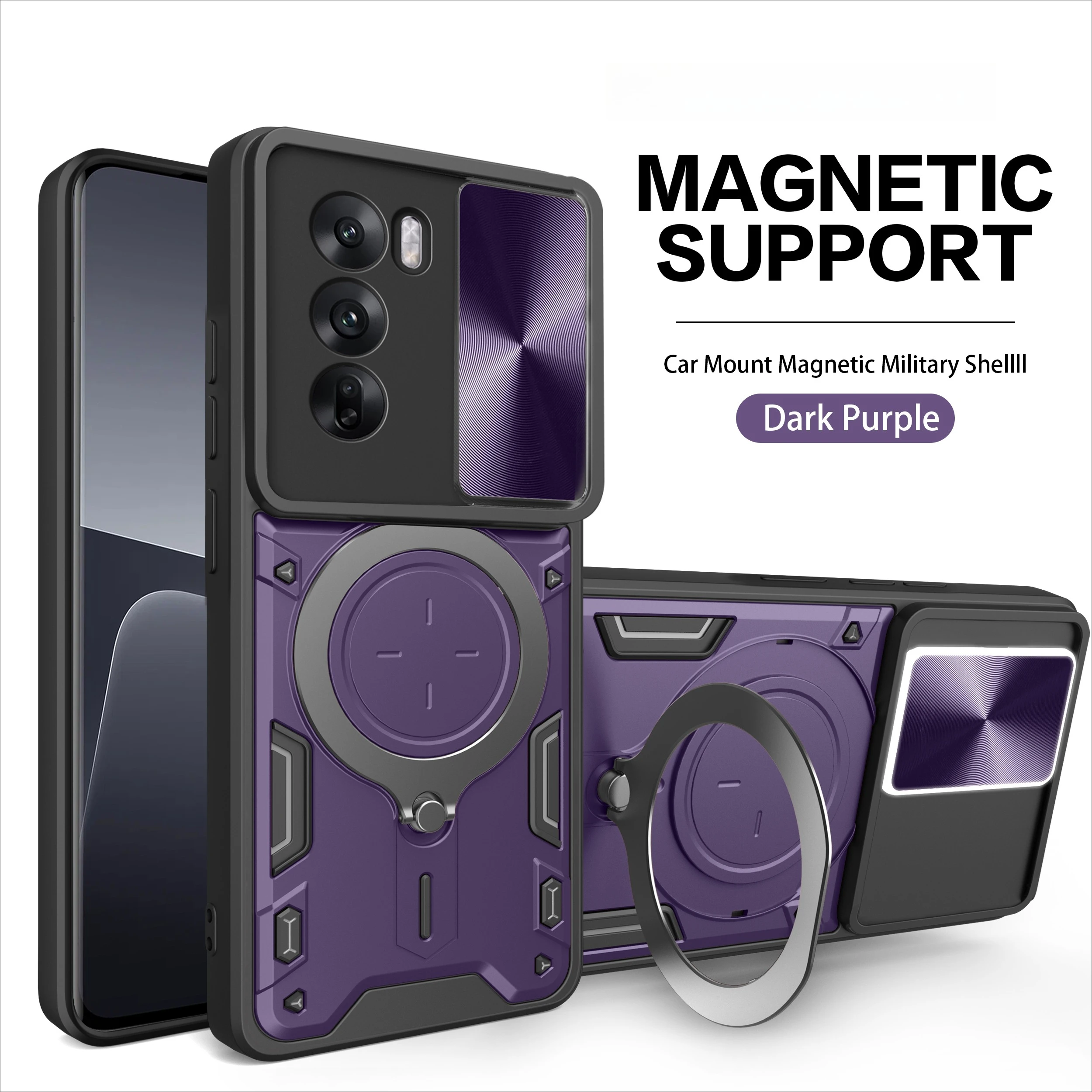 Rotating Magnetic Suction Phone Case with Window Bracket