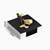 European Stainless Steel Tissue Box Brass Ginkgo Leaf Decor Hotel Table Napkin Holder Afternoon Tea Desktop Tissue Organizer 6