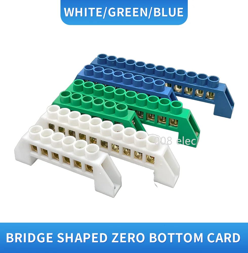 Wire Connector 4-12 Pole Screw Brass Copper Grounding Strip Terminal Block Earth And Neutral