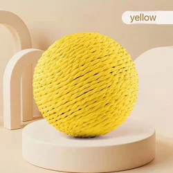 Interactive Sisal Cat Ball Toy with Teeth Cleaning (Yellow)