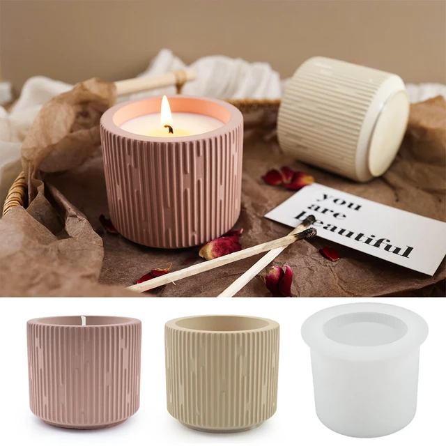 Simplicity Candle Jar Silicone Mold DIY Round Stripe Succulent Flower Pot Storage Box Plaster Epoxy Resin Molds Home Decor Gift