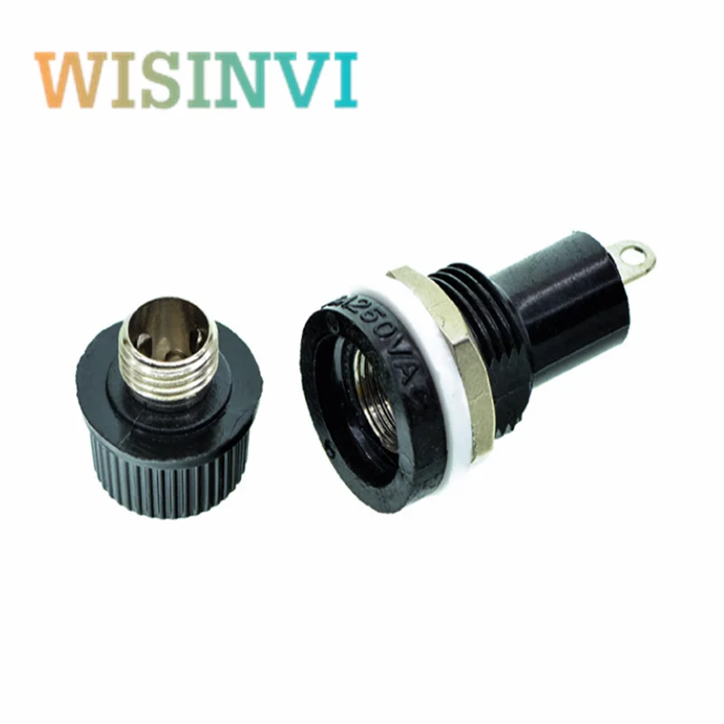 5*20mm Fuse Holders 5X20 Black Insurance Tube Socket Fuse Holder For 5*20 Insurance Panel Mount Holder fusibles fuses 20pcs