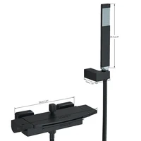 Black Waterfall Bathtub Shower Faucets Wall Mount Shower Mixer Tap Faucets Hot Cold Bath Shower Tap BaRobinet Baignoire 2