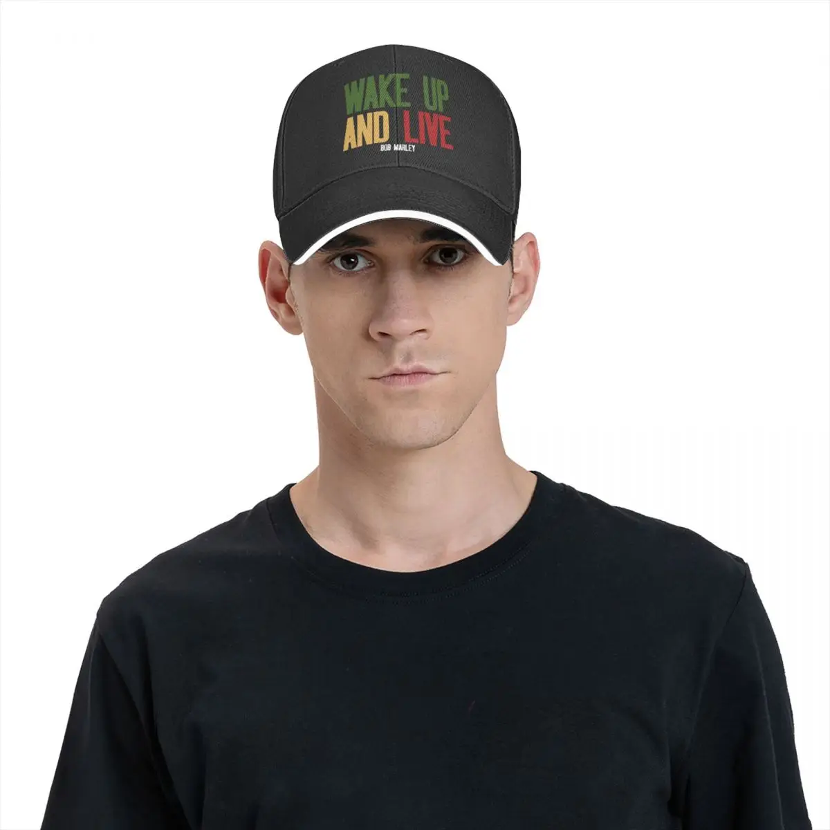 Wake Up And Live 3 Bob Marley Father'S Day 2024 New Baseball Cap Men'S Adjustable Sports Cap Women'S Hip Hop Dad Cap