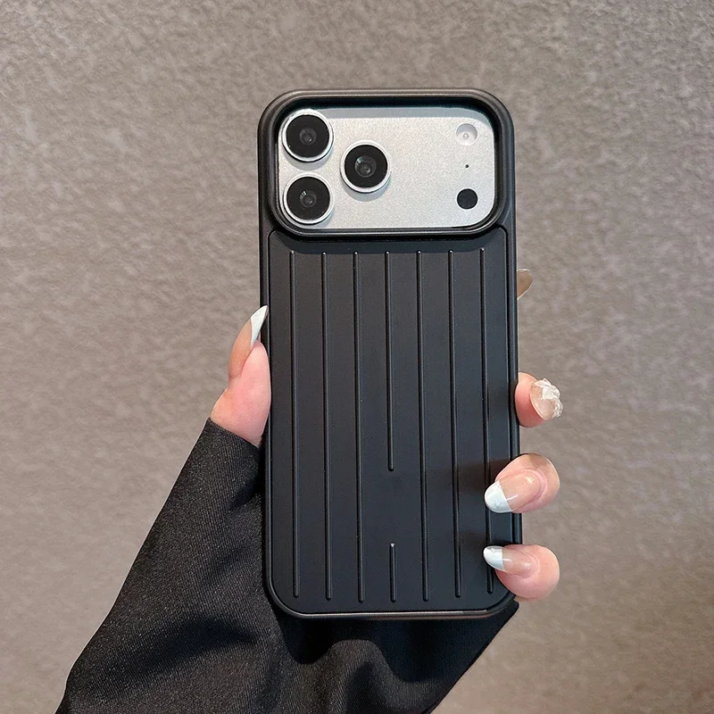 Luxury Striped Texture Shockproof Phone Case - Titanium Glossy Business Cover