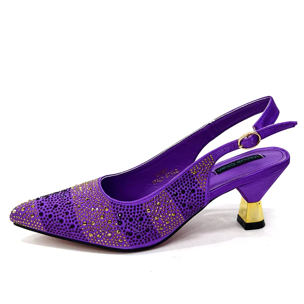 Venus ChanItalian Style Evening Party Shoes And Bag Set Hollow Design Bag With Shoes Elegant Comfortable Mid-Heeled Women Shoes