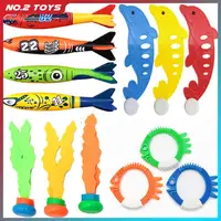Children's Diving Toys Set Swimming Pool Treasure Hunt Diving Toy Torpedo Fish Water Rings Plants Dolphin Buoy Water Toys Gifts 1