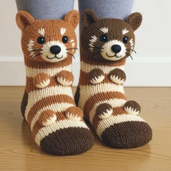 Cozy & Warm 3D Knitted Animal Socks (Raccoon)