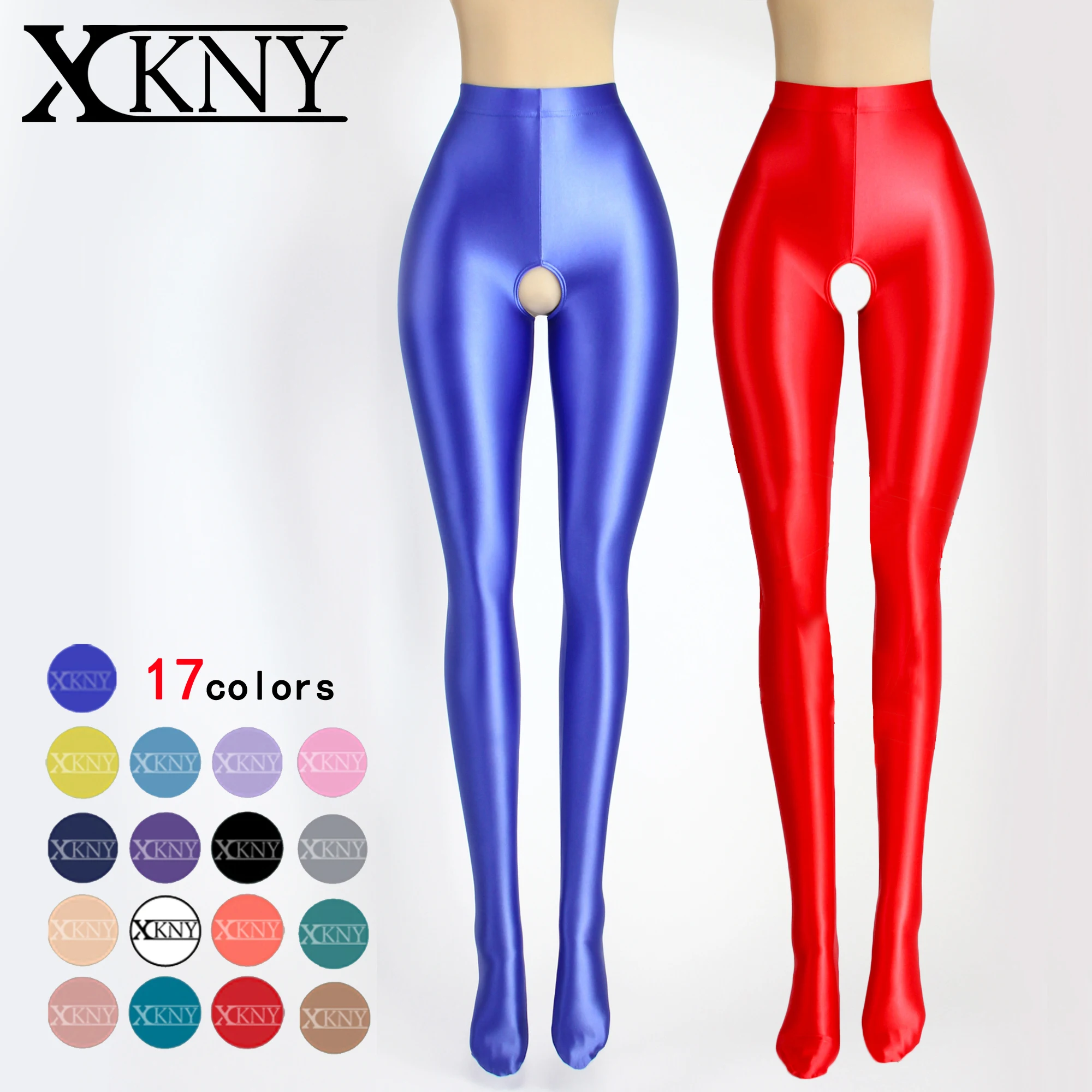 Rose Sakura Polka Dot Shiny Glossy Sheer Pantyhose - Crotchless Tights, One Size