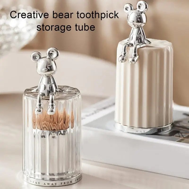 new Bear Cotton Pad Holder Cotton Swab Rod Storage Box Cosmetics Jewelry Bathroom Qtip Makeup Container Lipstick Organizer Box 4